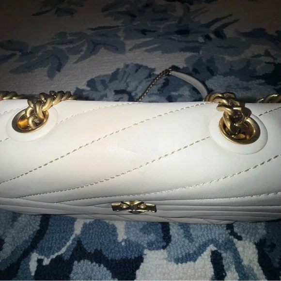 Tory Burch Small Cream Kira Chevron Leather Shoulder Bag - Picture 3 of 16